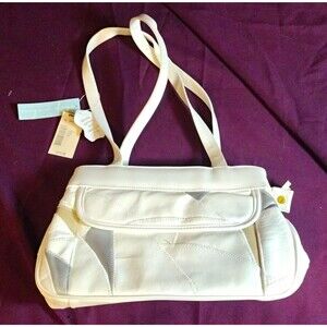 Vtg NWT Ship 'n Shore Patchwork Genuine Leather Handbag White Shoulder Bag Wards